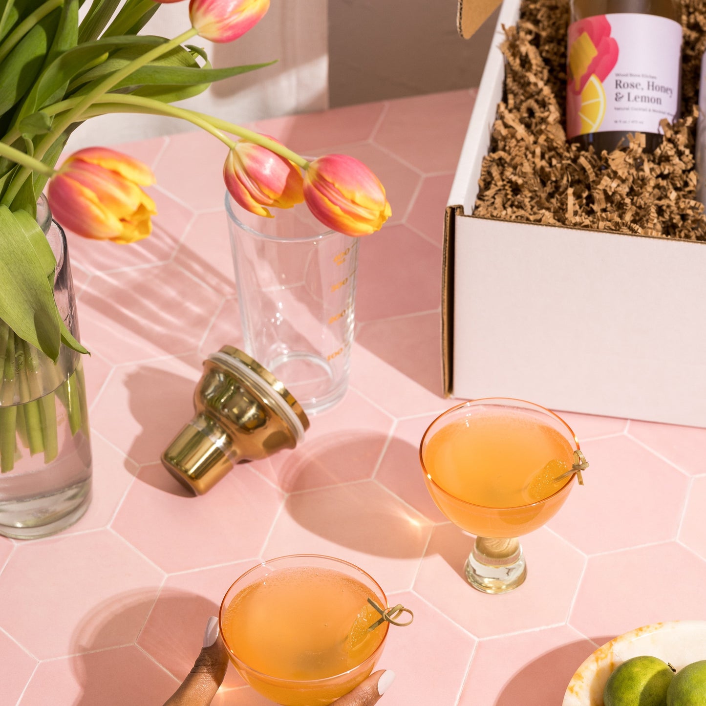 Spring Rum with Rose honey and Lemon Cocktail - American Cocktail Club