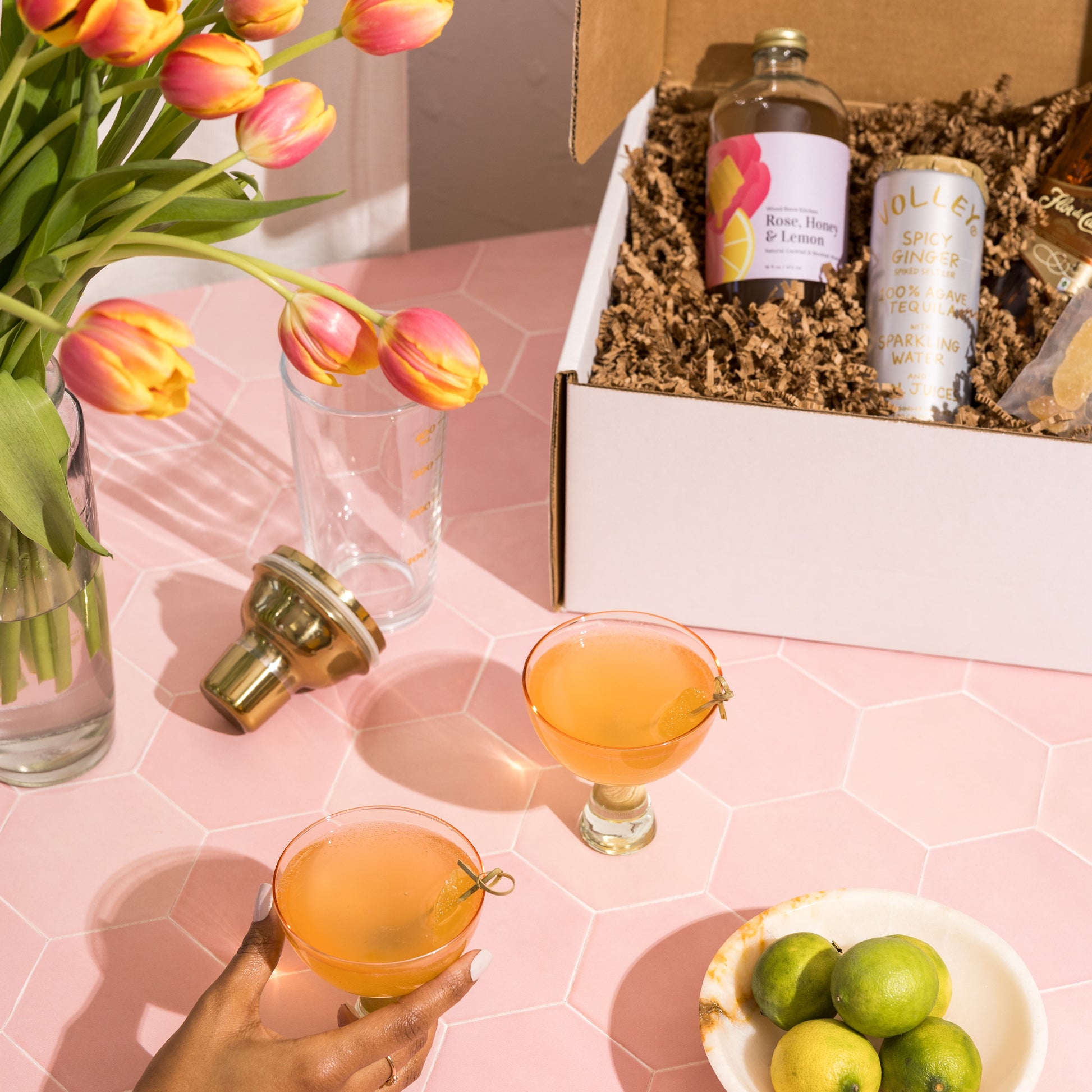 Spring Rum with Rose honey and Lemon Cocktail - American Cocktail Club